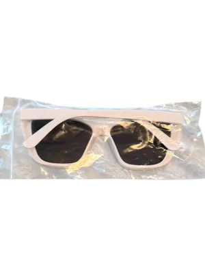 Women’s White Square Sunglasses with Dark Lenses thumbnail 2