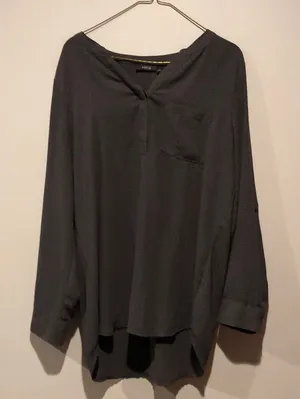 Apt. 9 Sheer Dark Grey Cuffed Long Sleeve Blouse thumbnail 1