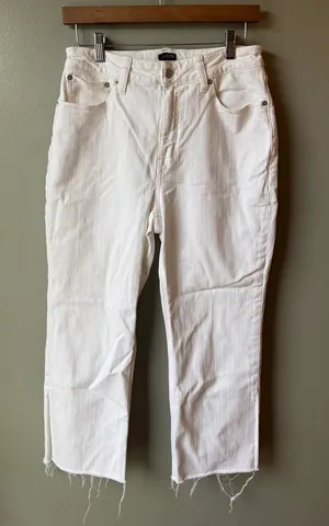 J.Crew Curvy Mid-Rise Flare Crop Jeans – White Size 29 thumbnail 1