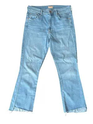 MOTHER Light Blue Insider Crop Step Fray Jeans thumbnail 1