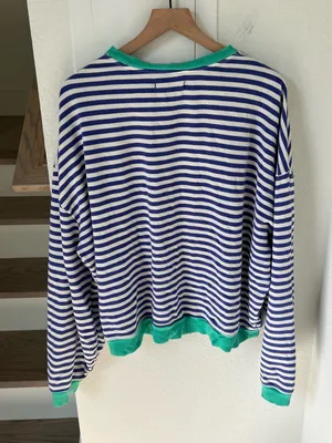 Free People We The Free Classic Striped Crew Long Sleeve Pullover Sand Dollar thumbnail 4