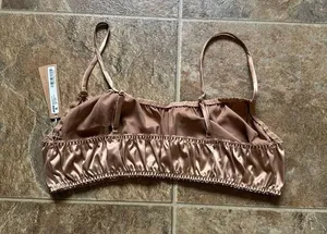 Skims Sleepover Satin Bralette Honey Size XL thumbnail 6