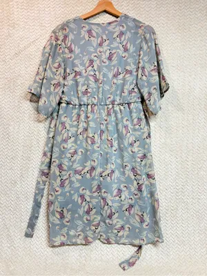 Sienna Sky Floral Faux Wrap Midi Dress M Blue Purple Cottagecore Fairycore Soft‎ thumbnail 12