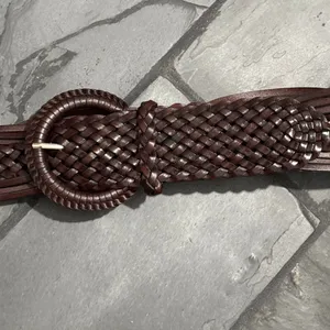 Dark Brown Leather Woven Braided Boho Belt thumbnail 2