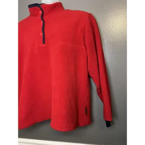 Woolrich Fleece Pullover Womens Medium Red Polartec Snap Mock Neck Outdoor Warm thumbnail 3
