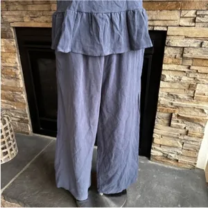 Elegant Blue Pants with Ruffled Peplum Top 2 Piece Set thumbnail 12