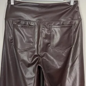 Halara Faux Leather Wide Leg Pants Womens Large High Waisted Chocolate Brown NWT thumbnail 5