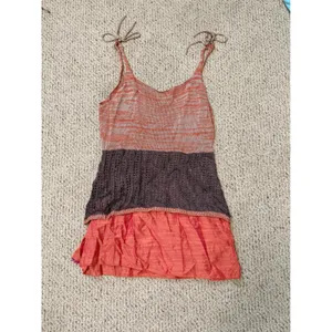 Crochet Tank Tunic Rust Brown Multicolor Ribbon Boho Hippie Eclectic L Z Ba thumbnail 10