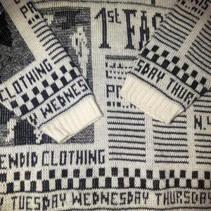 Vintage Newspaper Style Crew Sweater Multiple thumbnail 2