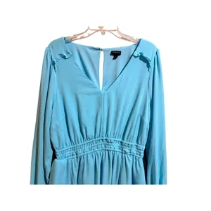 Torrid Mini Dress1X Blue Excellent Smocked Waist V-Neck‎ Ruffle Long Sleeve thumbnail 7