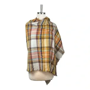 Plaid Blanket Scarf Womens OS‎ Multicolor Oversized Cozy Fall Wrap Shawl Tartan thumbnail 4