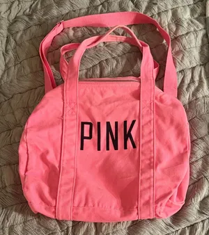 PINK Victoria's Secret Neon Pink Canvas Duffle Bag thumbnail 1