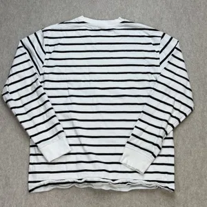 Zara Womens Long Sleeve Striped T-Shirt White Black Size‎ M Collegiate Parisian thumbnail 3