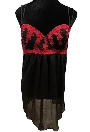 Madison Intimates Victorian Goth Witchy Floral Lace Bustier Lingerie Slip Dress thumbnail 1