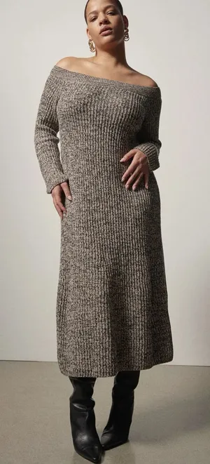 H&M Rib-Knit Off-the-Shoulder Dress Small NWT thumbnail 1