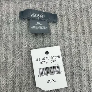 Aerie Terry Cloth Sweater Womens XL Grey Gray Wrist Tie Notch Neck‎ NEW *FLAWED thumbnail 2