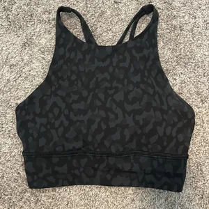 Lululemon Energy Bra High‎ Neck Long Line Camo Gray Black thumbnail 1