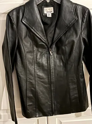 East 5th Womens Black Genuine Leather Zip Up‎ Jacket Size Small Tailored Coat thumbnail 1
