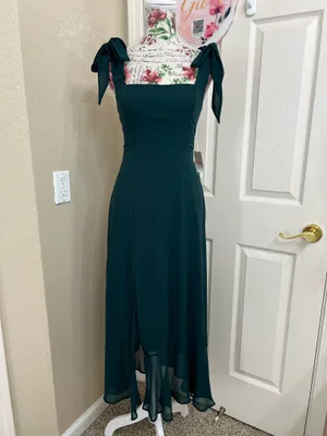 NWT Show Me Your Mumu Claire Midi Dress Emerald Chiffon Size XS thumbnail 2