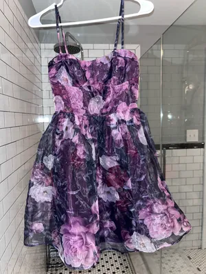 Midnight Beauty Black Floral Print Bustier Mini Dress thumbnail 3