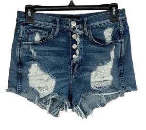 3x1 NYC SZ 27 Shelter Cut-Off Liberty Jean Shorts Button-Fly Frayed Distressed thumbnail 1