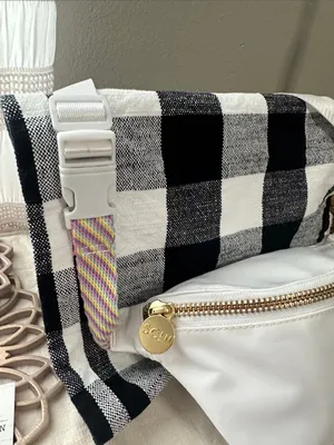 White Crossbody Belt Bag with Pink 'S' Patch by Stoney Clover Ln NEW thumbnail 2