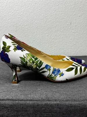 Nine West Ariella2 Floral Pointed Toe Kitten Heel Pumps 7.5 thumbnail 2