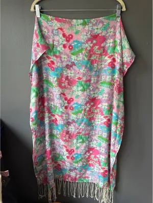 Lilly Pulitzer Floral Silk Cashmere Shawl Wrap thumbnail 2