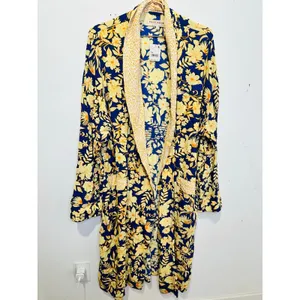 FREE PEOPLE Wild Nights Floral Blue Yellow Duster Kimono NWT size Medium thumbnail 3