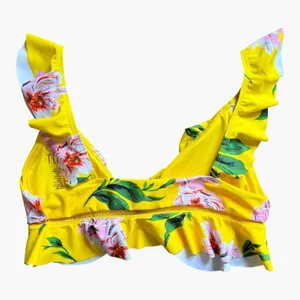 Tobi Yellow Floral Ruffle Bikini Set Women’s Small Tie Front High Cut Boho Pool thumbnail 5