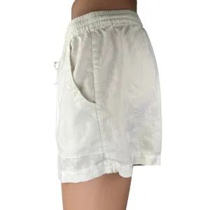 Pull & Bear Women's White Drawstring High Waisted Casual Mini Shorts Size M thumbnail 2
