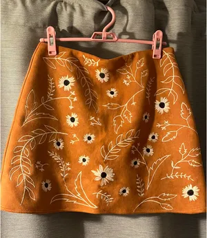 Blue Rain Embroidered Mustard Yellow Skirt thumbnail 1