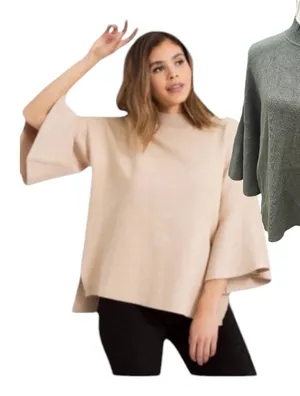 Modern Citizen Fernanda 3/4 Bell Sleeve Sweater‎ in Hunter Green Small thumbnail 1