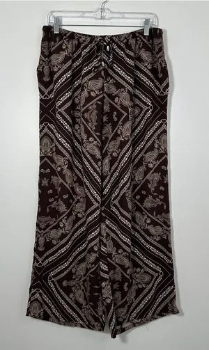 Dotti Women’s Brown Paisley Wide Leg Pull-On Pants Size M Boho Palazzo thumbnail 1
