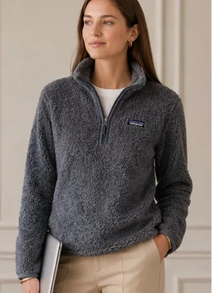 Patagonia‎ Los Gatos Fleece Women Medium Grey Excellent Quarter-Zip Pullover thumbnail 1