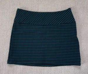 Low Rise Blue Black Plaid Gingham Check y2k Micro Mini Skirt Sz Xs thumbnail 1