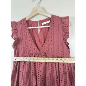 Mustard Seed Rust Eyelet Romper Dress Women’s S Terracotta Ruffle Boho Playsuit thumbnail 13