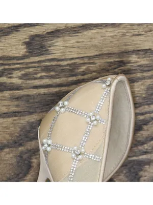 Betsey Johnson Rhinestone Embellished Evening Pumps Heels Stiletto Nude Brown 8M thumbnail 8