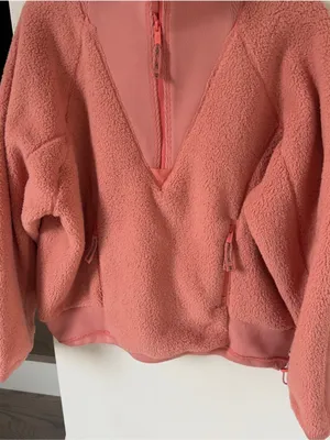 NWT Free People Ready Set Rib Fleece Pullover in Frosted Peach thumbnail 7