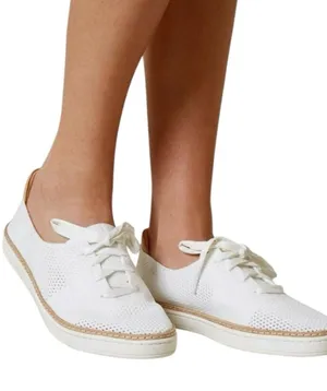 NWT UGG Pinkett Lace-Up HyperWeave Casual Knit Sneaker White Ivory Size 8 thumbnail 1