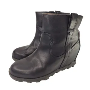 Black Wedge Boot Size 8 Side Zipper thumbnail 1