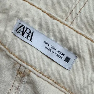 Zara Womens Cream Denim Midi Skirt Off White High Rise Cotton Size Large thumbnail 4