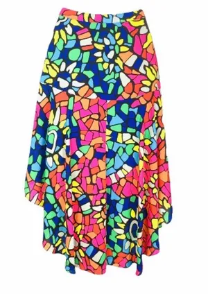 Nanette Lepore L’Amour Faith Multi-Color Mosaic Hi-Low Skirt EUC XS thumbnail 7