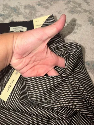 Max Studio London Wide Leg Trousers Black White Micro Check L NWT thumbnail 4