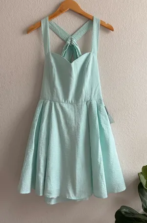Lauren James Livingston Seersucker Green Stripe Dress Size Large NWT thumbnail 1
