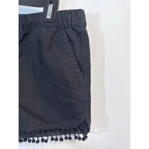 J.Crew Black Linen Cotton Pom Pom Trim Shorts Womens Small Coastal Beachy Preppy thumbnail 3