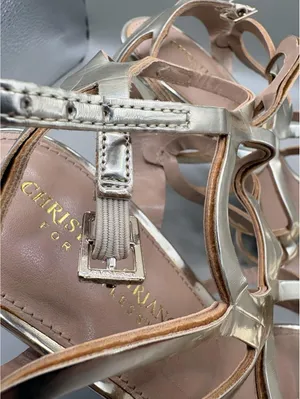 Christian Siriano for Payless Gold Strappy Stiletto Open Toe Synthetic Heels 9 thumbnail 9