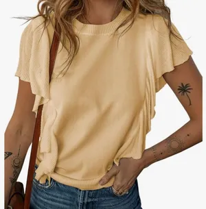Short sleeve sweater Yellow Size L thumbnail 1