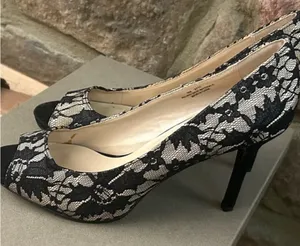 Heels CATO Chic Black and Cream Lace Women's Heels 9M thumbnail 1