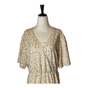 Kojooin Ivory And Orange Floral Print V‎ Neck Tiered Hem Maxi Dress Size 2XL thumbnail 3